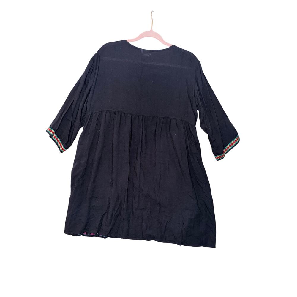 Durga embroidered black dress with multicolor short XL resort vacation tropical - Picture 2 of 5